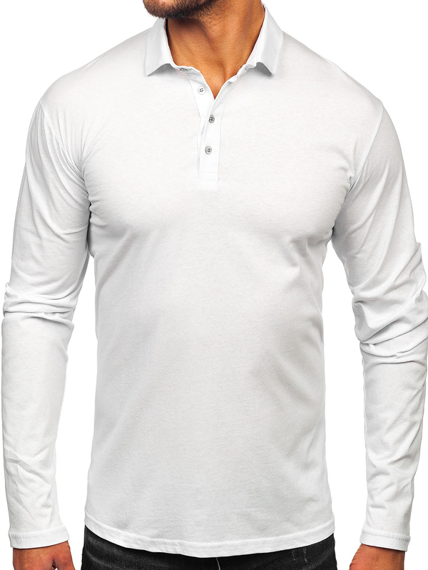 Homme Polo en coton à manches longues Blanc Bolf 5119