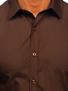 Chemise élégante marron à manches longues pour homme Bolf 1703