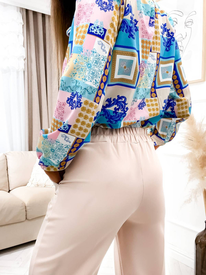 Pantalon évasé en tissu pour femme écru Bolf 8158