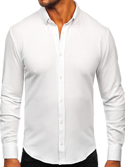 Homme Chemise en mousseline à manches longues Blanc Bolf 506