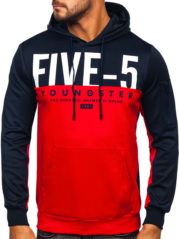 Sweat-shirt imprimé à capuche pour homme rouge Bolf HY972