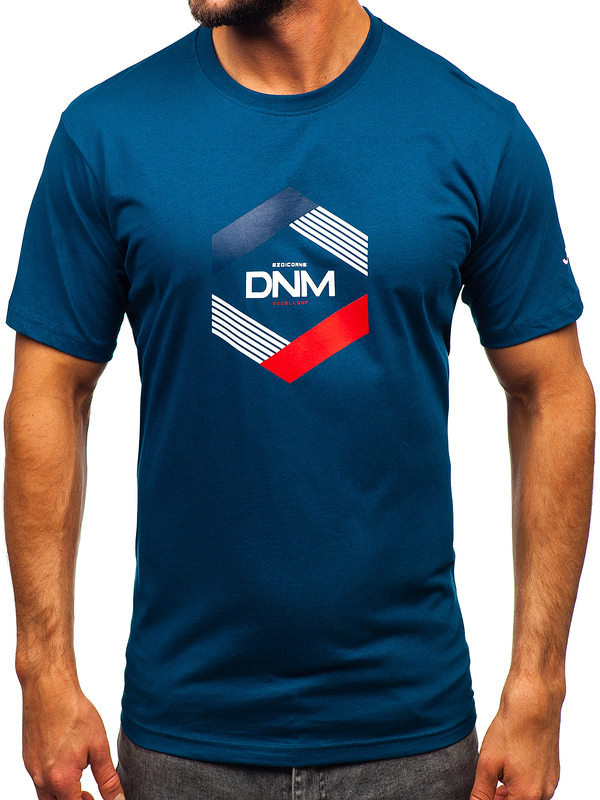 Homme T-shirt imprimé en coton Bleu foncé Bolf 14741