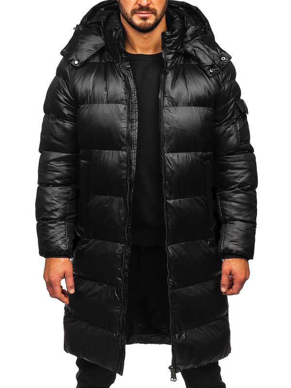 Homme Blouson d'hiver matelassée longue Noir Bolf 9971