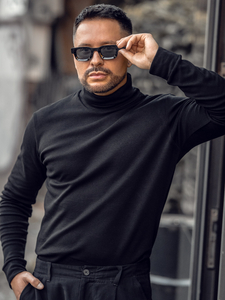 Col roulé basique pour homme, en coton, noir, Bolf 535A