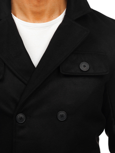 Homme Manteau d'hiver croisé Noir Bolf M3142A1