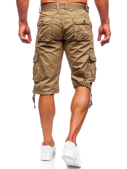 Short cargo en tissu avec ceinture pour homme camel Bolf 77885