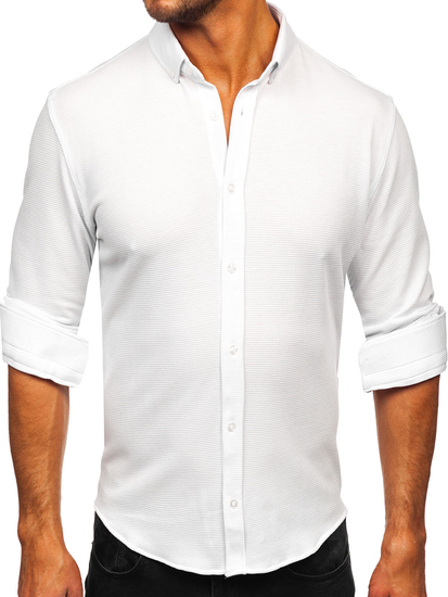 Homme Chemise en mousseline à manches longues Blanc Bolf 506