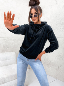 Femme Sweat-shirt à capuche en velours Noir Bolf 8270