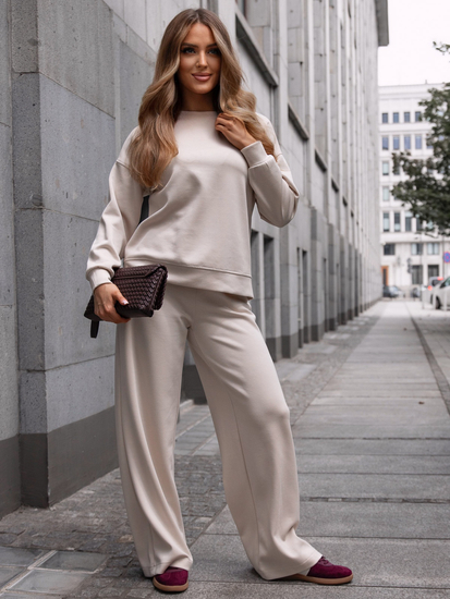 Survêtement zippé deux pièces femme beurre beige Bolf 821111