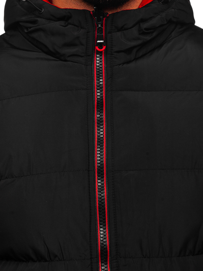 Blouson d'hiver matelassé réversible pour homme noir-rouge Bolf 7410