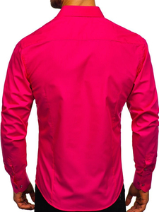 Chemise élégante corail à manches longues pour homme Bolf 1703