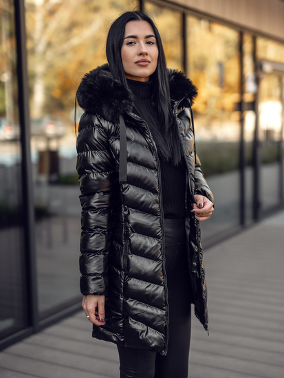 Femme Blouson d'hiver matelassée à capuche Noir Bolf 5M3139A
