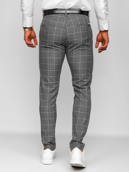 Homme Pantalon élégant à carreaux Anthracite Bolf 0044