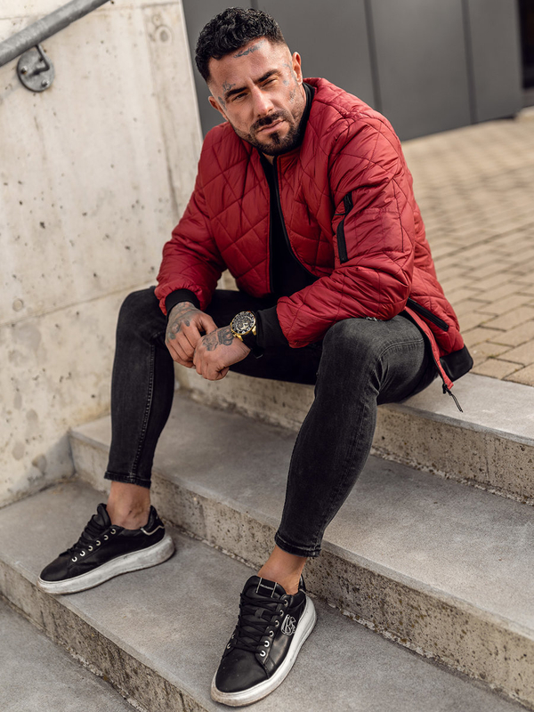 Blouson de transition bomber pour homme bordeaux matelassé Bolf MY-01