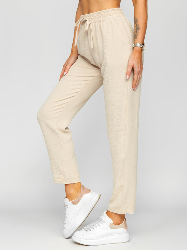 Pantalon en tissu pour femme beige Bolf W7325
