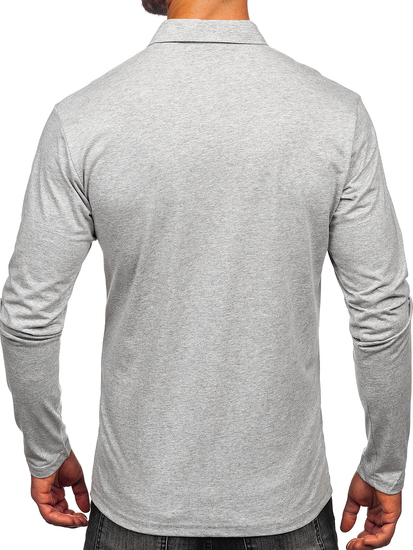 Homme Polo en coton à manches longues Gris Bolf 5119