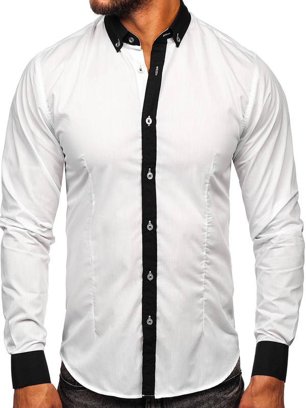 Chemise élégante à manche longue pour homme blanche Bolf 21750