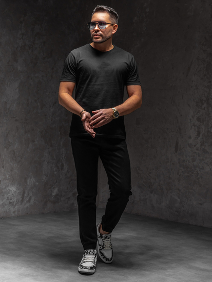Homme Pantalon de jogging en jean Noir Bolf 8162A1