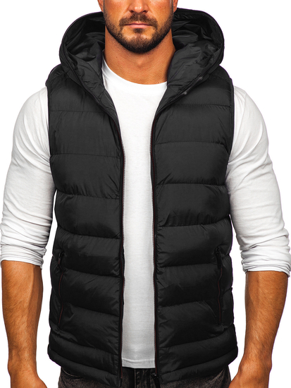 Gilet épais matelassé à capuche pour homme noir Bolf 7M805