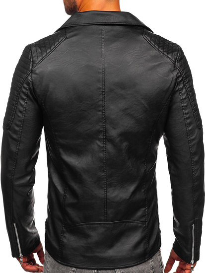 Homme Blouson de motard en cuir Noir Bolf 11Z8026