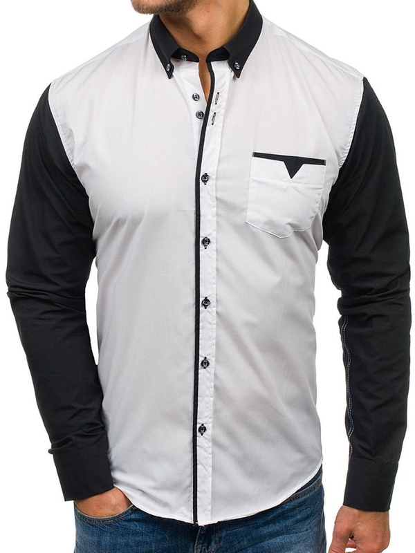 La chemise élégante avec les manches longues pour homme blanche Bolf 5726