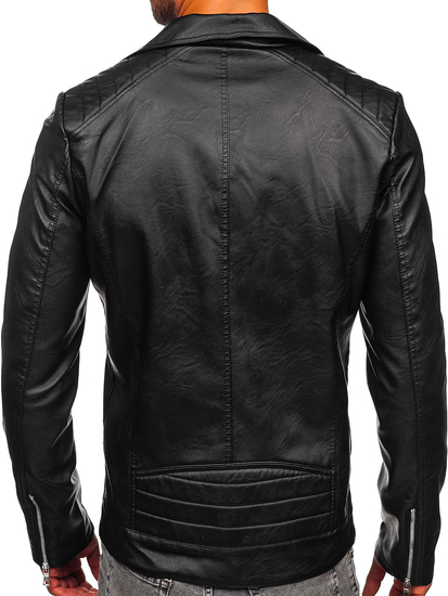 Homme Blouson de motard en cuir Noir Bolf 11Z8067