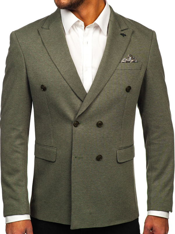 Homme Veste élégante à double boutonnage Vert Bolf 005