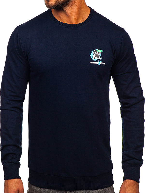 Homme Sweat-shirt imprimé Bleu foncé Bolf 8744