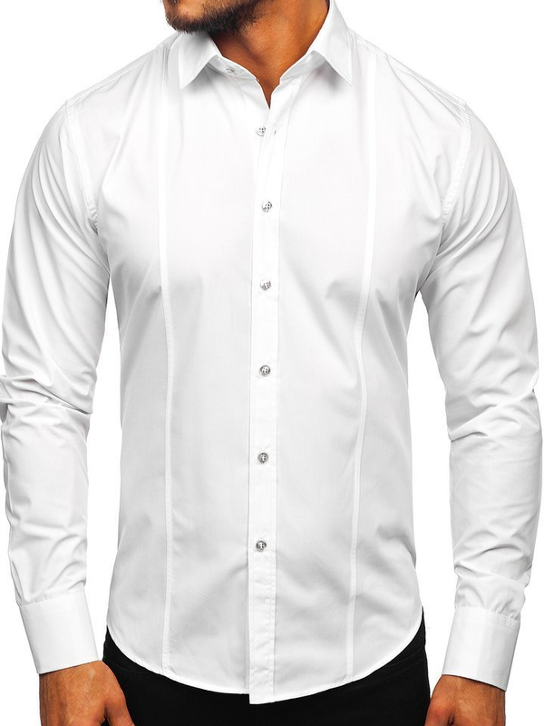 Homme Chemise élégante à manche longue Blanc Bolf 6944
