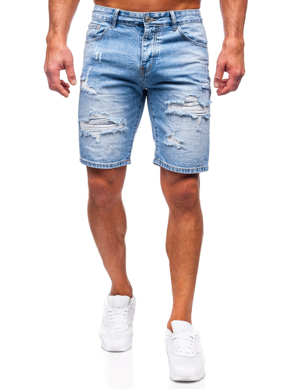 Short en jean pour homme bleu foncé Bolf RJ951