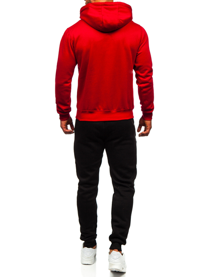 Survêtement avec sweat-shirt à capuche kangourou pour homme bordeaux Bolf D002