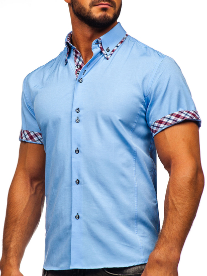 Chemise à manches courtes pour homme bleue claire Bolf 6540