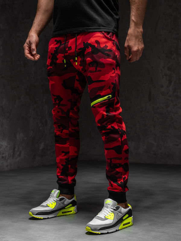 Homme Pantalons sportif camo Rouge Bolf KK04A1