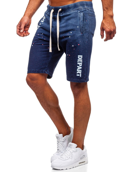 Short en jean pour homme bleu foncé Bolf EX03