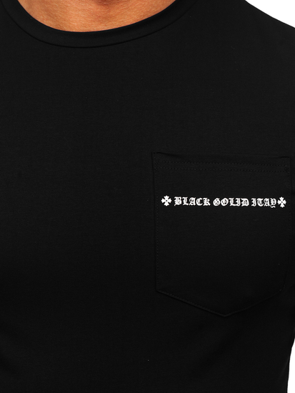 Tee-shirt imprimé avec petite poche pour homme noir Bolf MT3044