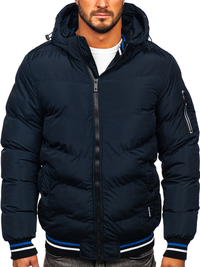Blouson d'hiver matelassé pour homme bleu foncé Bolf 6971