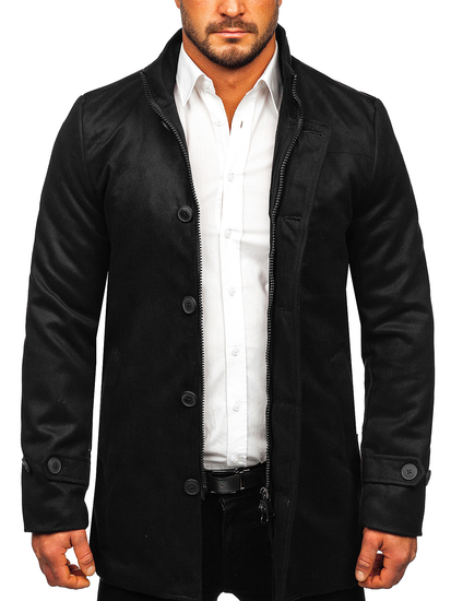 Manteau d'hiver à col montant pour homme noir Bolf M3129