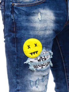 Pantalon en jean slim fit pour homme bleu foncé Bolf E7860