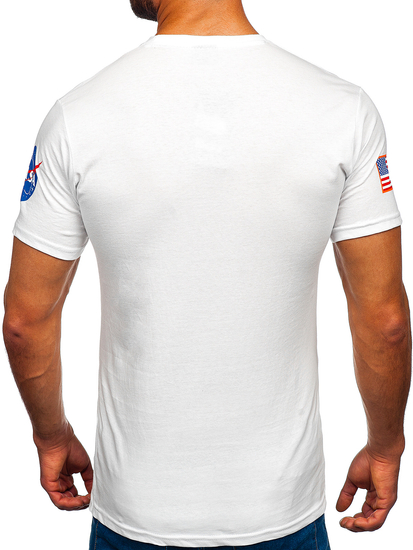 Tee-shirt en coton imprimé pour homme blanc Bolf 14401
