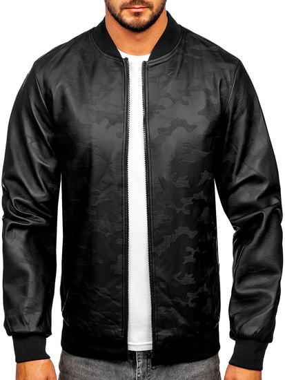 Blouson bomber en cuir pour homme noir Bolf 3A63