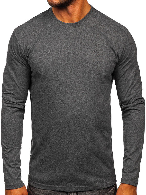 Le tee-shirt manches longues sans imprimé pour homme anthracite Bolf 1209