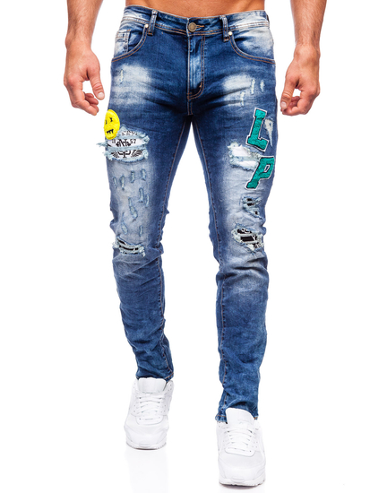 Pantalon en jean slim fit pour homme bleu foncé Bolf E7860