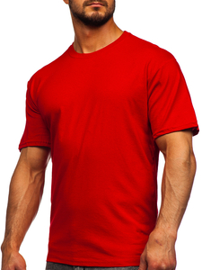 T-shirt homme en coton rouge sans imprimé Bolf 192397