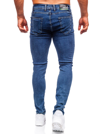 Pantalon en jean slim fit pour homme bleu foncé Bolf DP52