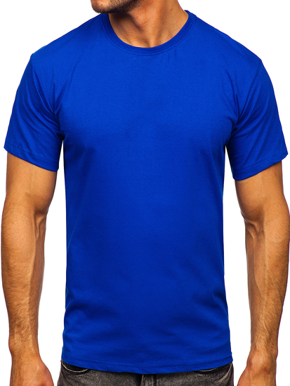 T-shirt homme en coton bleu bleuet sans imprimé Bolf 192397