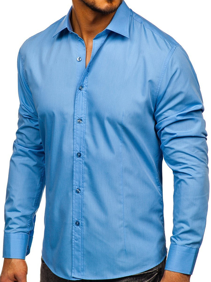 Chemise élégante bleu clair à manches longues pour homme Bolf 1703
