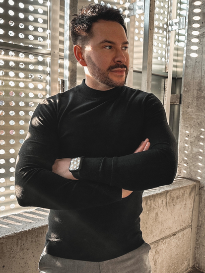 Pull à col roulé basic pour homme noir Bolf MMB603