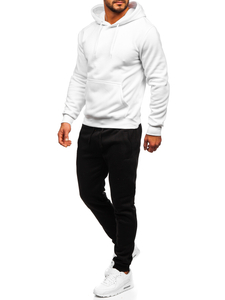 Survêtement avec sweat-shirt à capuche kangourou pour homme blanc Bolf D002