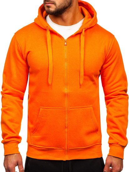 Survêtement avec un sweat-shirt à capuche zippé pour homme orange Bolf D004