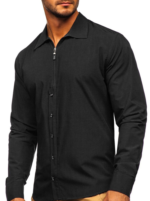 Chemise à manches longues pour homme noire Bolf 20702